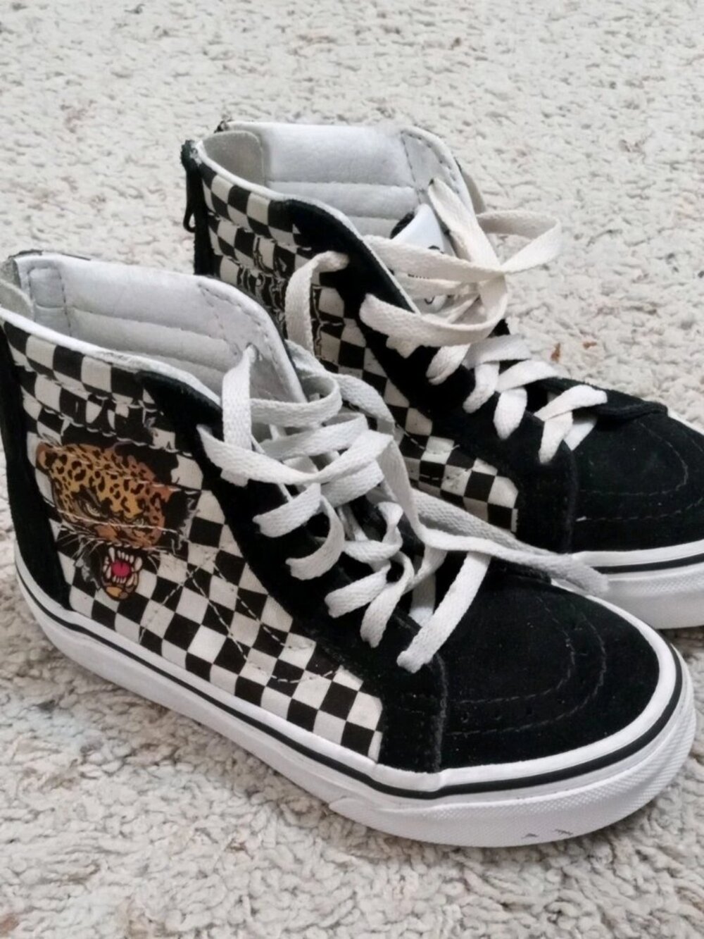 VANS x Skateistan Unisex Kids Size 12 Shoe's SK8-Hi Zip Jaguar Checkerboard